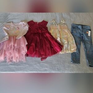 4 Piece Bundle 4T Girls Dresses And Jeans